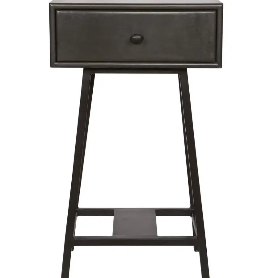 Sidetables-WOOOD Skybox Sidetable - Hout/Metaal - Zwart - 70x45x30