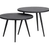 Bijzettafels-WOOOD Suze Bijzettafels - Hout/metaal - Zwart - Set van 2