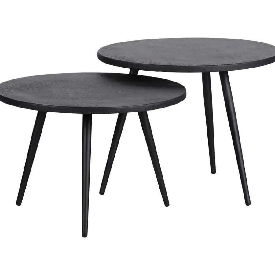 Bijzettafels-WOOOD Suze Bijzettafels - Hout/metaal - Zwart - Set van 2