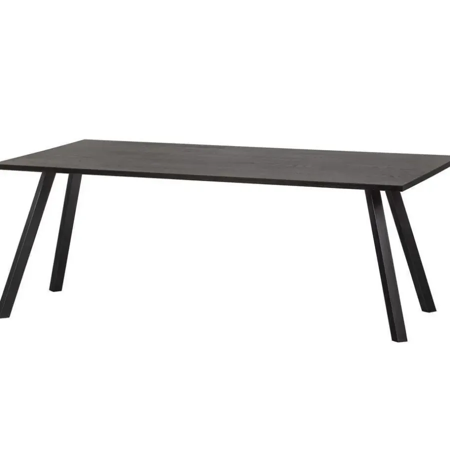 Rechthoekige Eettafels-WOOOD Tablo Tafel met 2-stand Poot - Eiken/Metaal - Zwart - 75x180x90