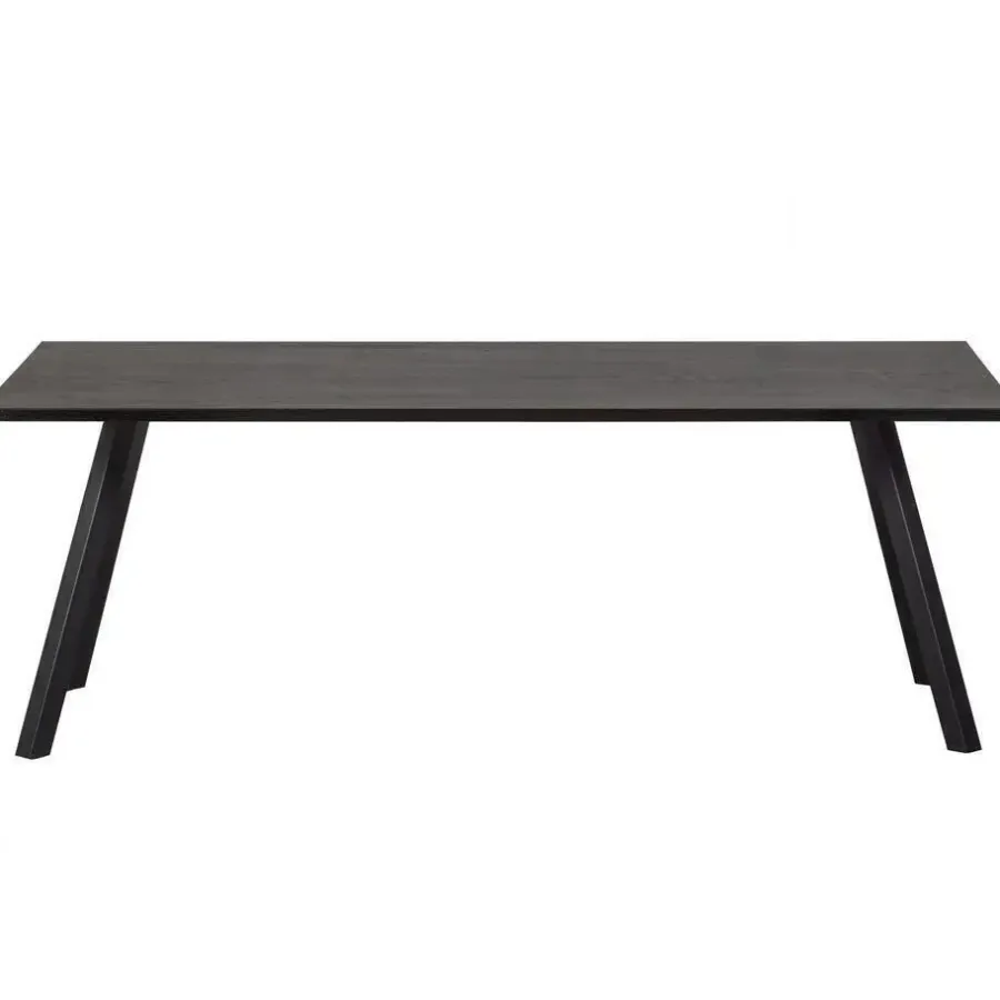 WOOOD Tablo Tafel met 2-stand Poot - Eiken/Metaal - Zwart - 75x220x90