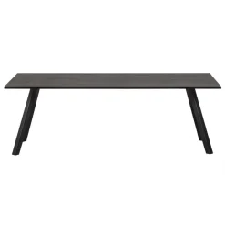 WOOOD Tablo Tafel met 2-stand Poot - Eiken/Metaal - Zwart - 75x220x90