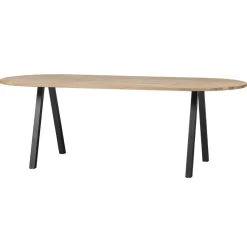 Ovale Eettafels-WOOOD Tablo Tafel Ovaal met 2-Standen Poot - Eiken/Metaal - 75x220x90