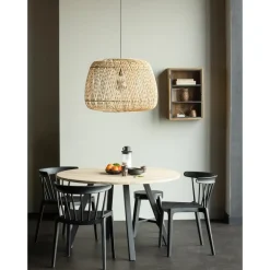 Ronde Eettafels-WOOOD Tablo Tafel Rond met 2-Standen Poot - Eiken/Metaal - 75x120x120
