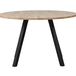 Ronde Eettafels-WOOOD Tablo Tafel Rond met 2-Standen Poot - Eiken/Metaal - 75x120x120