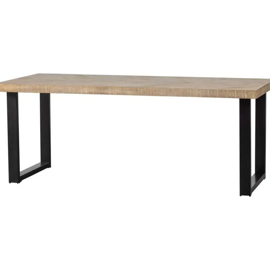 Rechthoekige Eettafels-WOOOD Tablo Tafel Visgraat met U-Poot - Mango - 75x200x90