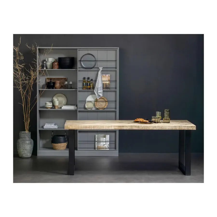 Rechthoekige Eettafels-WOOOD Tablo Tafel Visgraat met U-Poot - Mango - 75x200x90