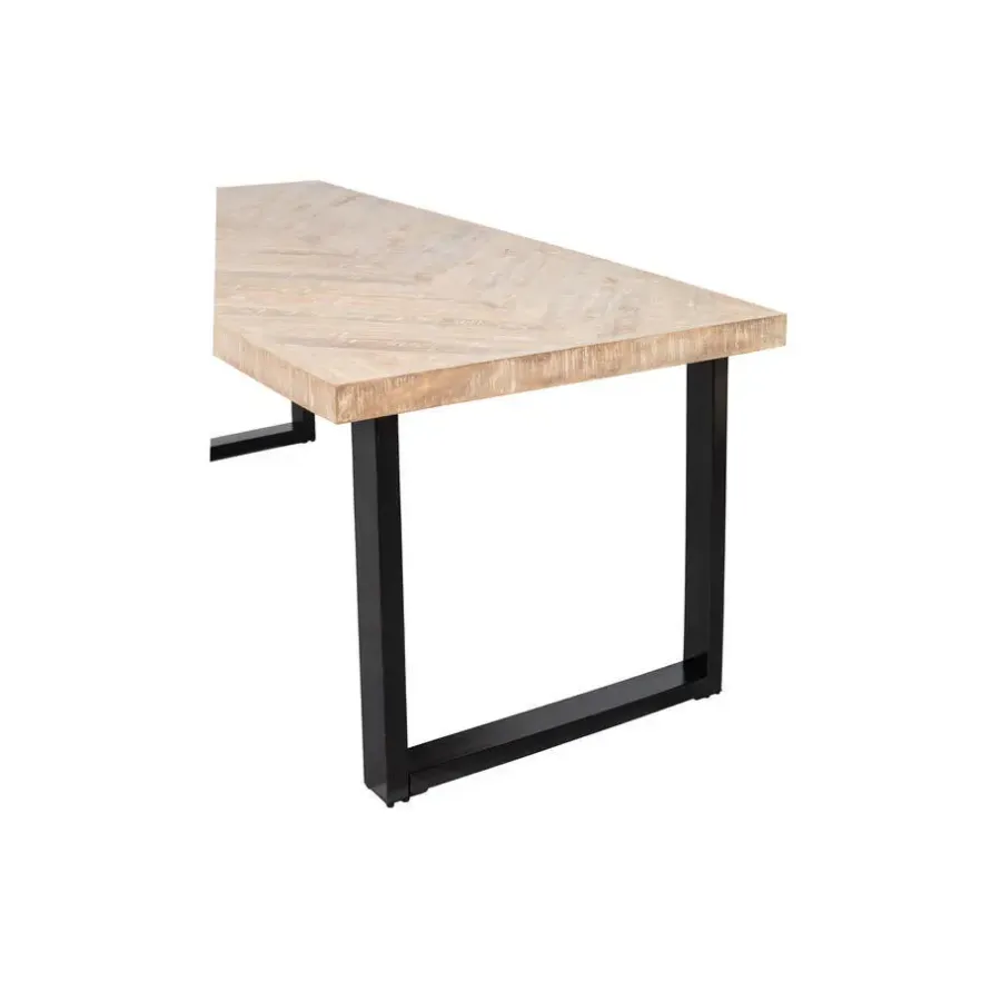 Rechthoekige Eettafels-WOOOD Tablo Tafel Visgraat met U-Poot - Mango - 75x200x90