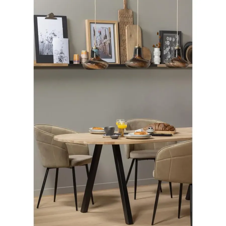 WOOOD Tablo Tafelblad Ovaal - Eiken - Onbehandeld - 2,4x220x90