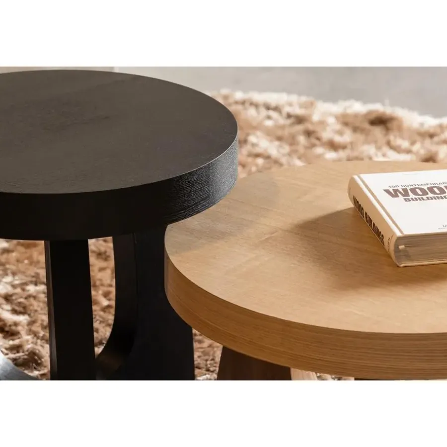 WOOOD Tala Bijzettafel - MDF Fineer - Zwart - 45x45x45