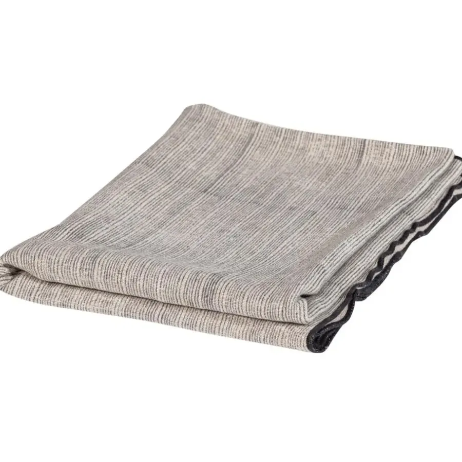 WOOOD Unique Plaid - Viscose/Linnen - Zwart/Off White - 53x49x48