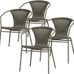 Tuinstoelen-WOOOD Weston Stoelen Buiten - Rattan/Metaal - Jungle - Set van 4