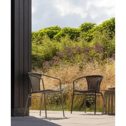 Tuinstoelen-WOOOD Weston Stoelen Buiten - Rattan/Metaal - Jungle - Set van 4