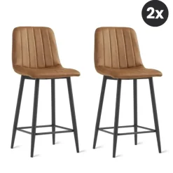 HomeMixx 2x Barkruk Jax - Microleder Cognac (Set van 2)