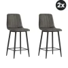 Barkrukken-HomeMixx 2x Barkruk Jax - Microleder Antraciet (Set van 2)