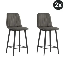 Barkrukken-HomeMixx 2x Barkruk Jax - Microleder Antraciet (Set van 2)