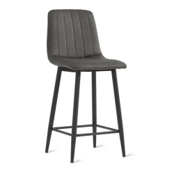 Barkrukken-HomeMixx 2x Barkruk Jax - Microleder Antraciet (Set van 2)