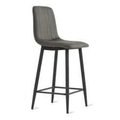Barkrukken-HomeMixx 2x Barkruk Jax - Microleder Antraciet (Set van 2)
