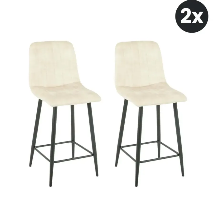 Barkrukken-HomeMixx 2x Barkruk Jax - Velvet Taupe (Set van 2)