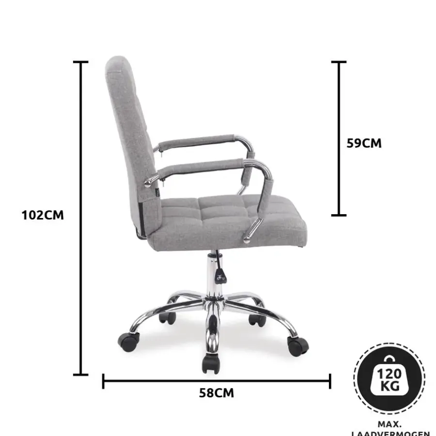 Bureaustoelen|Bureaustoelen-Xairo Milaan - Bureaustoel - Stof - Grijs