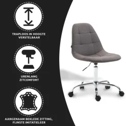 Bureaustoelen|Bureaustoelen-Xairo Rome - Bureaustoel - Stof - Donkergrijs