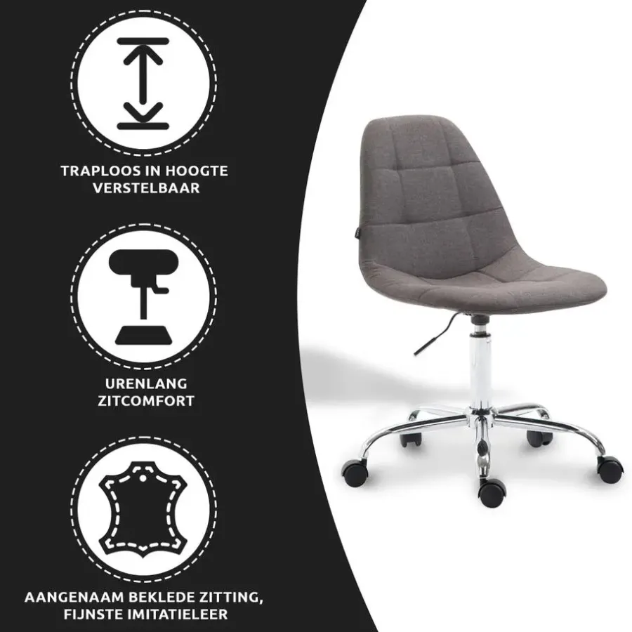 Bureaustoelen|Bureaustoelen-Xairo Rome - Bureaustoel - Stof - Donkergrijs