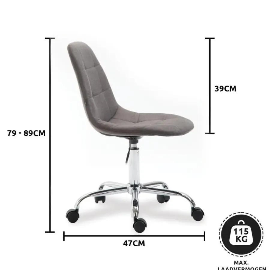 Bureaustoelen|Bureaustoelen-Xairo Rome - Bureaustoel - Stof - Donkergrijs