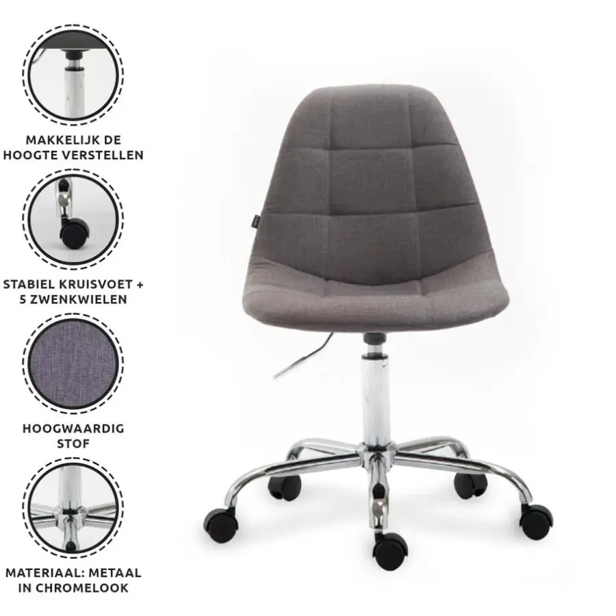 Bureaustoelen|Bureaustoelen-Xairo Rome - Bureaustoel - Stof - Donkergrijs