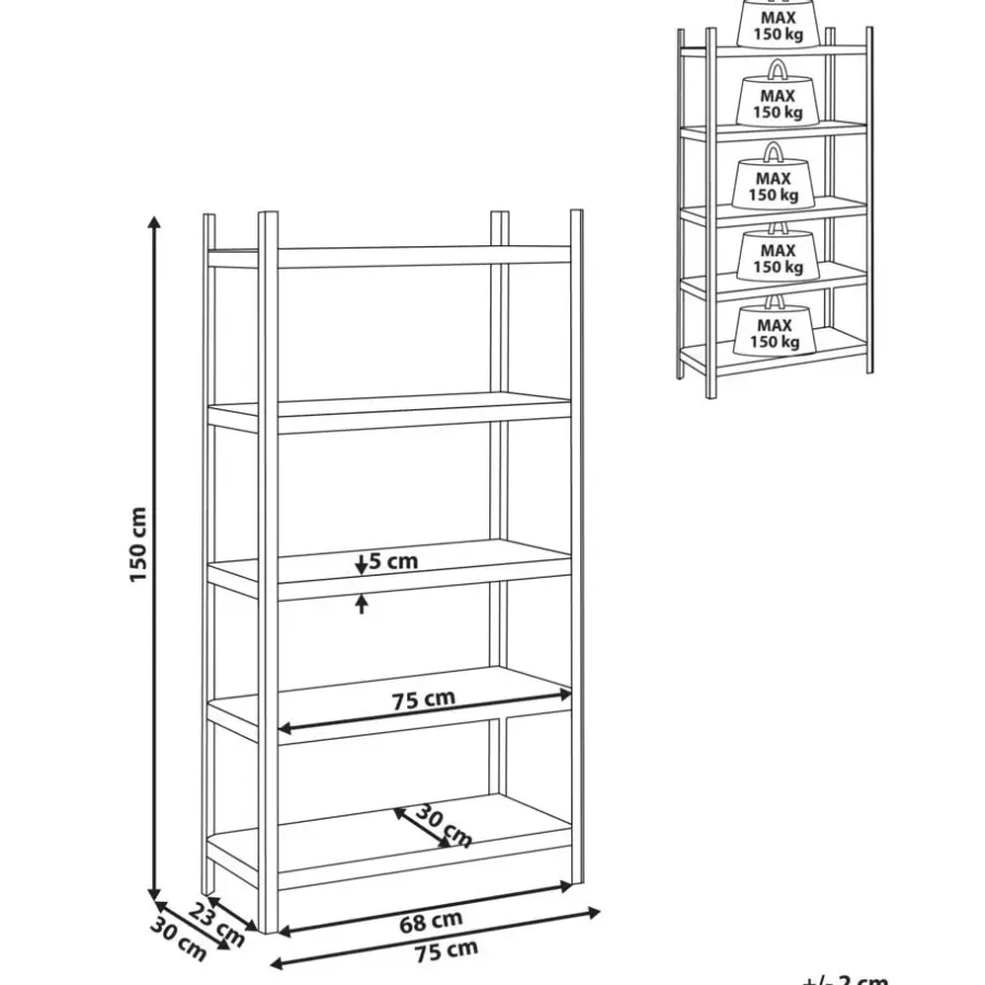 Leen Bakker XITTA - Stellingkast 5 planken - Zilver - 150 cm - Staal