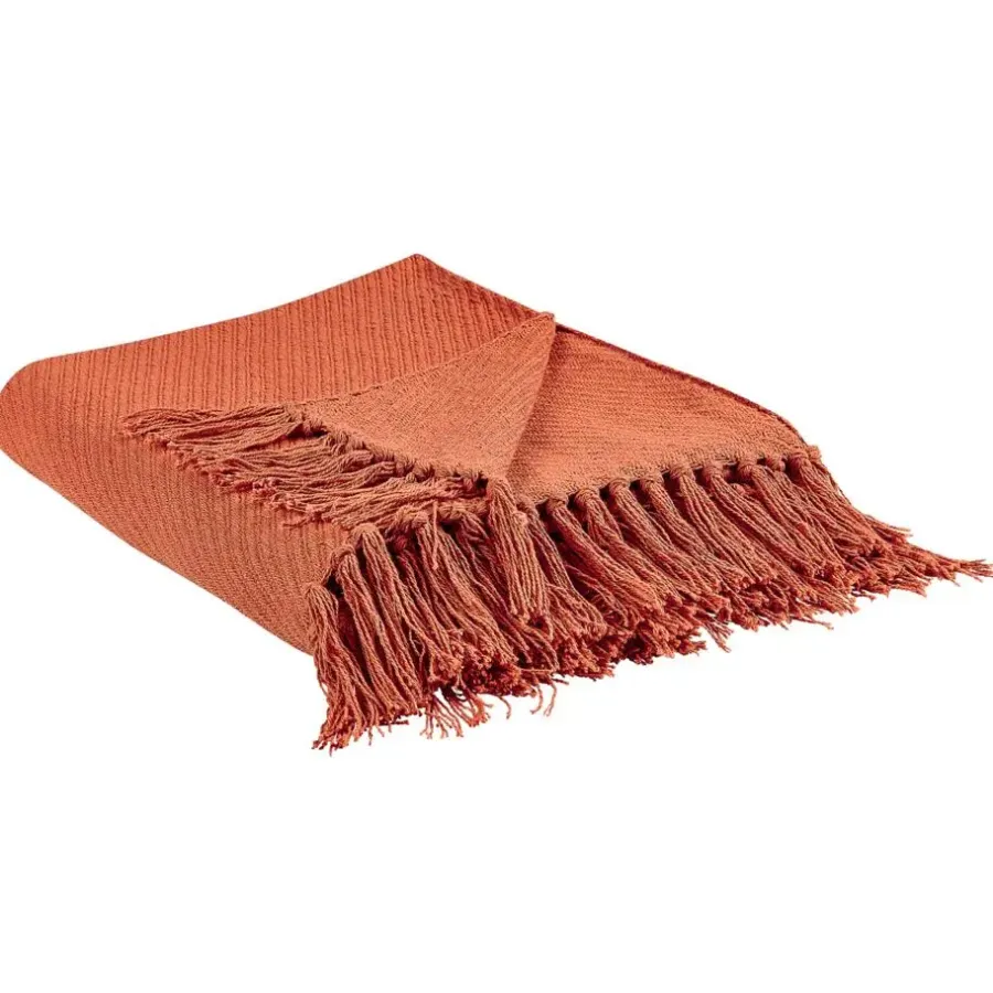 Plaids-Beliani YARSA - Plaid - Rood - 125 x 150 cm - Katoen