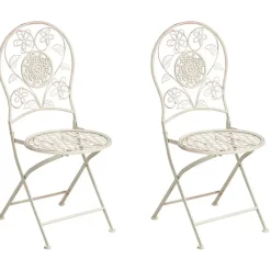Bistro- & Balkonsets-Leen Bakker YAVIZA - Set van 2 tuinstoelen - Lichtbeige - IJzer