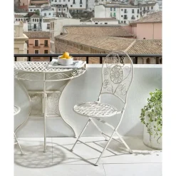 Bistro- & Balkonsets-Leen Bakker YAVIZA - Set van 2 tuinstoelen - Lichtbeige - IJzer