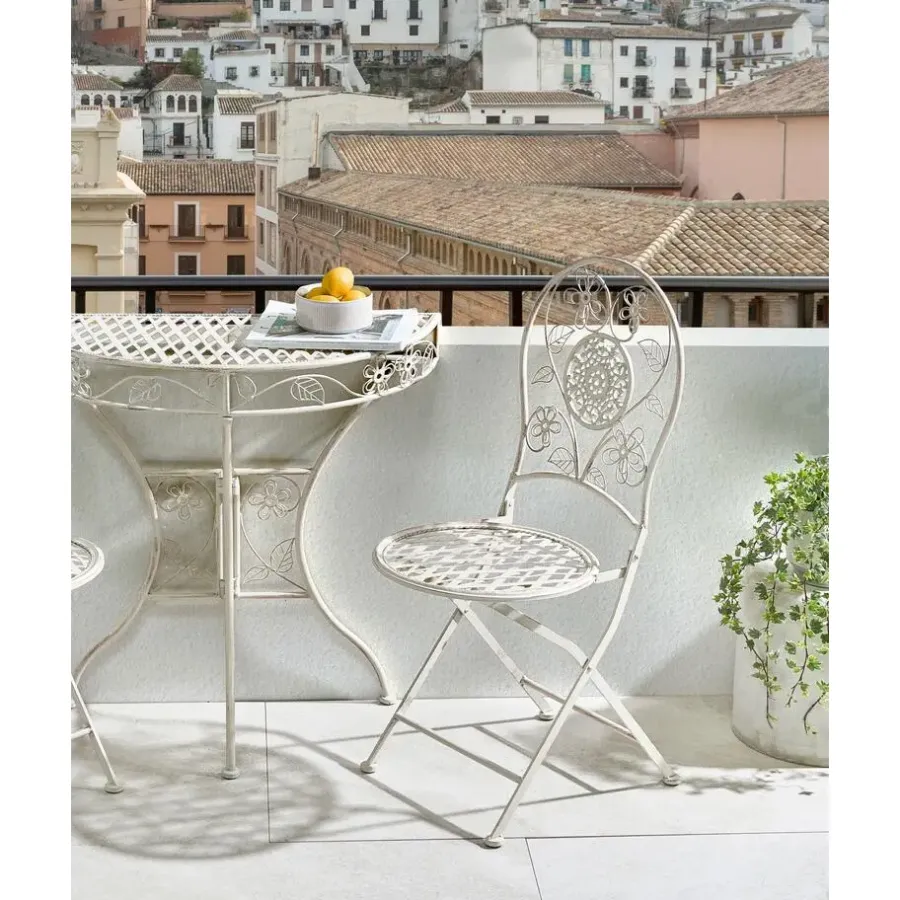Bistro- & Balkonsets-Leen Bakker YAVIZA - Set van 2 tuinstoelen - Lichtbeige - IJzer