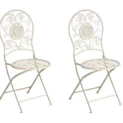Bistro- & Balkonsets-Leen Bakker YAVIZA - Set van 2 tuinstoelen - Lichtbeige - IJzer