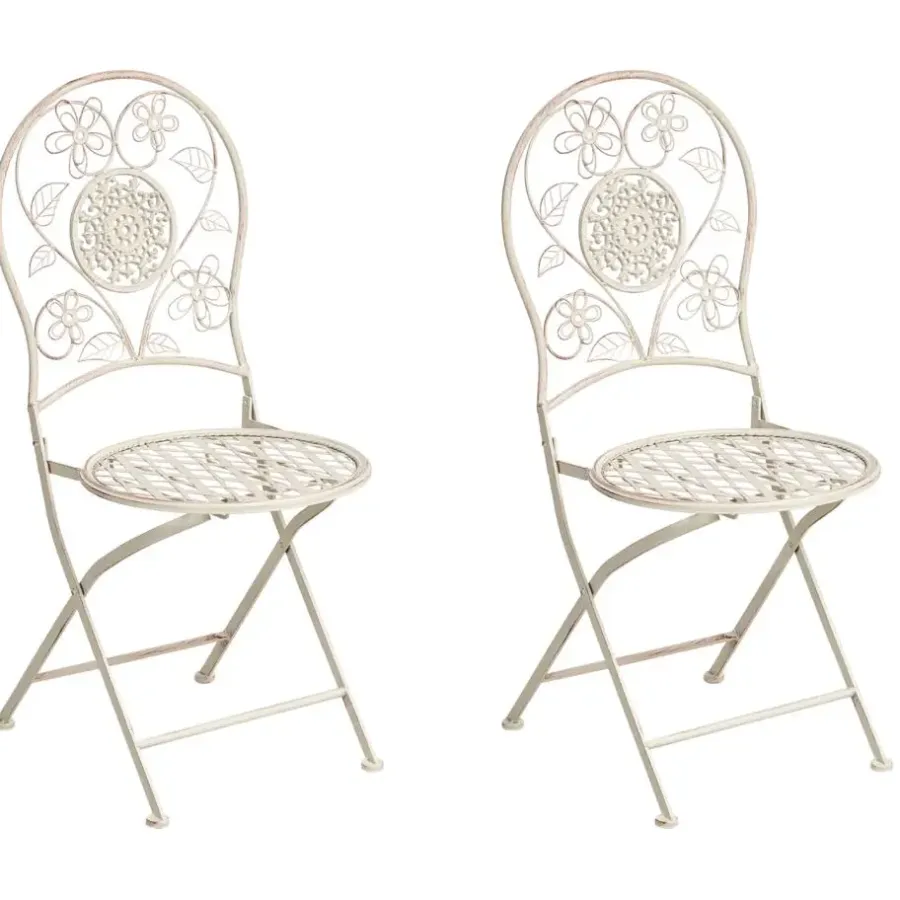 Bistro- & Balkonsets-Leen Bakker YAVIZA - Set van 2 tuinstoelen - Lichtbeige - IJzer