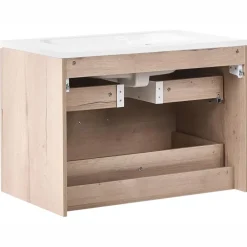 Leen Bakker YELCHO - Wandgemonteerd meubel met wasbak - Lichtbruin - MDF
