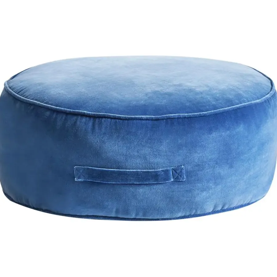 Leen Bakker YULLE - Poef - Blauw - Fluweel