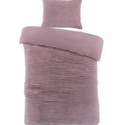 Zavelo Dorien Rib Teddy Dekbedovertrek Roze-2-persoons (200 x 200/220 cm)