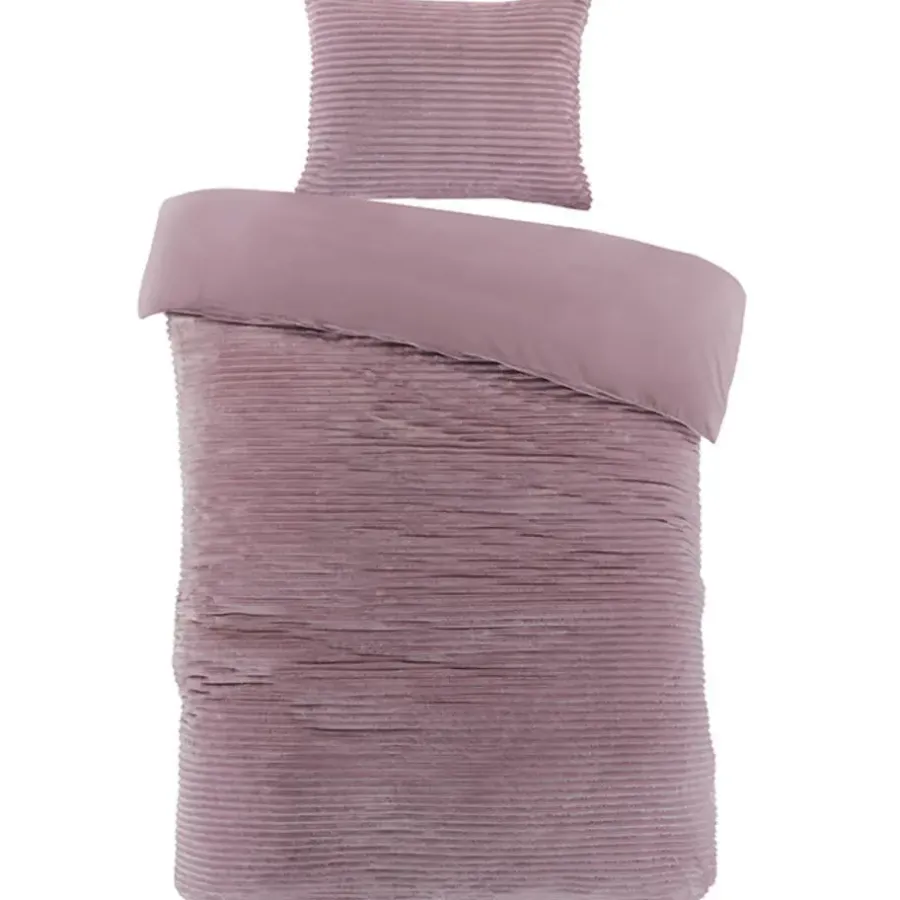 Zavelo Dorien Rib Teddy Dekbedovertrek Roze-2-persoons (200 x 200/220 cm)