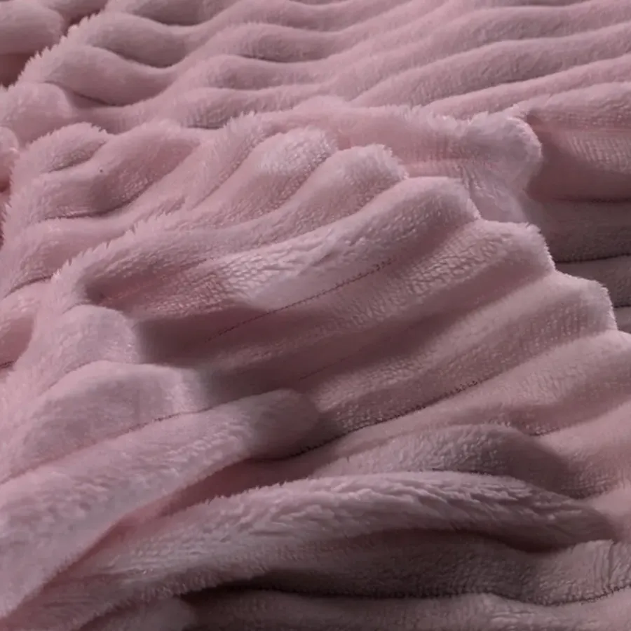 Zavelo Dorien Rib Teddy Dekbedovertrek Roze-2-persoons (200 x 200/220 cm)