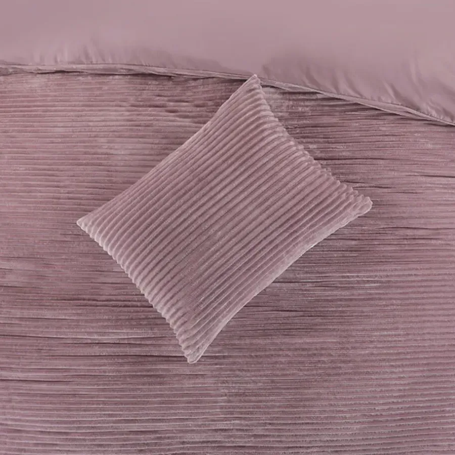 Zavelo Dorien Rib Teddy Dekbedovertrek Roze-2-persoons (200 x 200/220 cm)