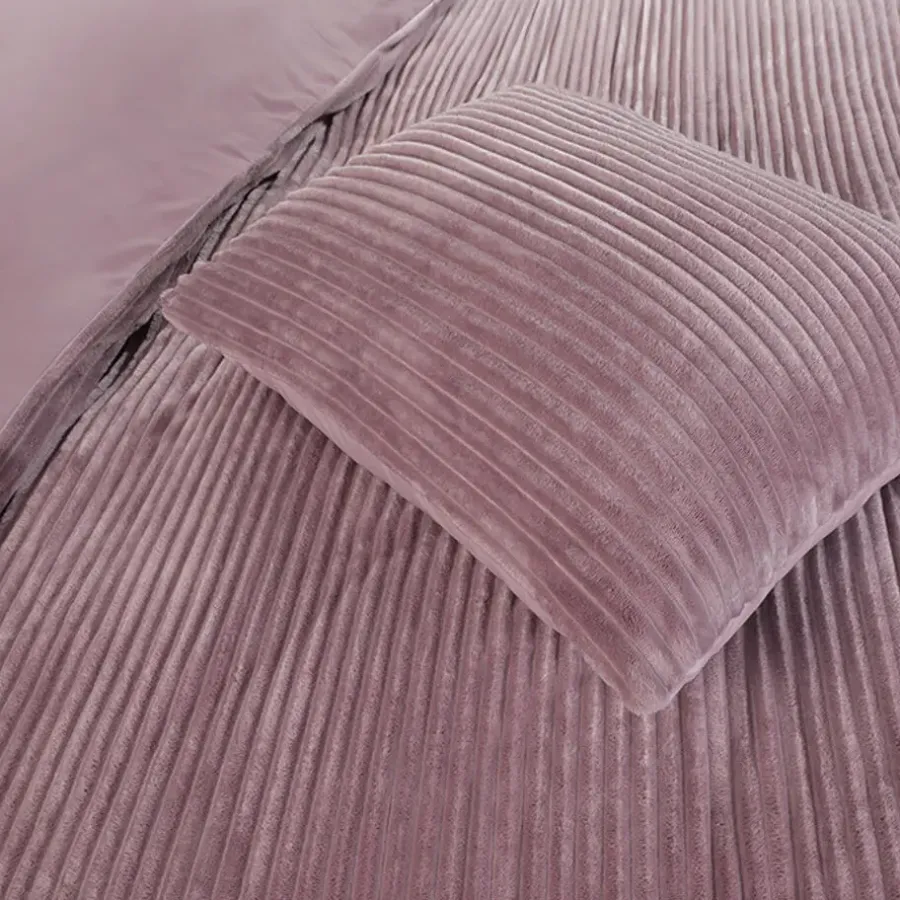 Zavelo Dorien Rib Teddy Dekbedovertrek Roze-2-persoons (200 x 200/220 cm)