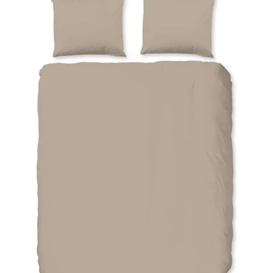 Zavelo Flanellette Effen Dekbedovertrek Zand-2-persoons (200 x 200/220 cm)