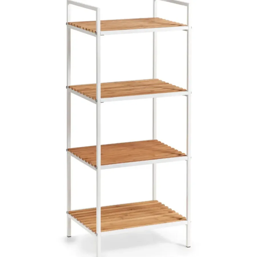 Zeller Badkamerkastje - 4 planken - wit - hout - 39 x 95 cm