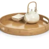 Dienbladen-Zeller Dienblad - bamboe hout - rond - 38 x 5 cm - serveerblad
