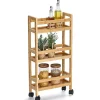 Trolleys-Zeller Keuken Trolley - met 3 niveaus - bruin - bamboe hout