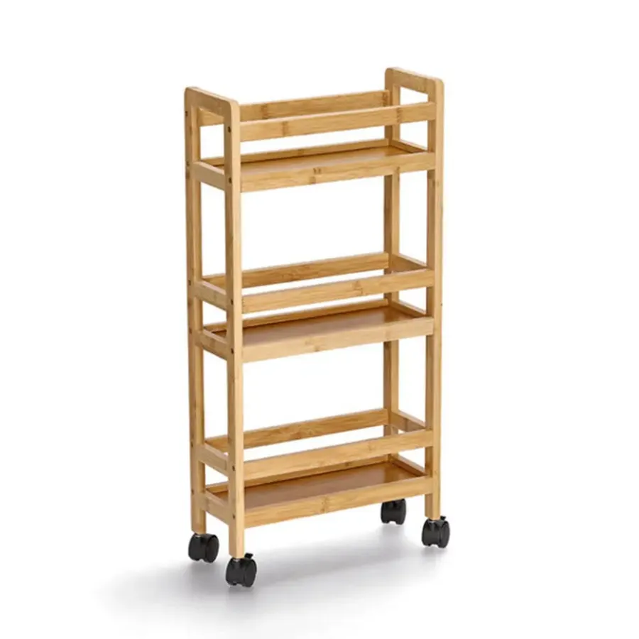 Trolleys-Zeller Keuken Trolley - met 3 niveaus - bruin - bamboe hout