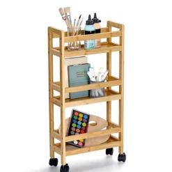 Trolleys-Zeller Keuken Trolley - met 3 niveaus - bruin - bamboe hout