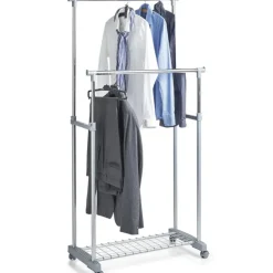 Kledingopbergers|Kledingrekken-Zeller Kledingrek - dubbele stang - verrijdbaar - 107 cm