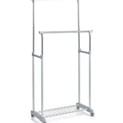 Kledingopbergers|Kledingrekken-Zeller Kledingrek - dubbele stang - verrijdbaar - 107 cm